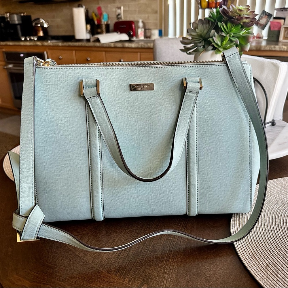 Kate Spade Large Tote Crossbody Bag Light Blue Large Bag with Crossbody Strap - Picture 3 of 4